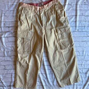 Vintage Y2K Bugle Boy Utility Cargo Pants Men's Size 34 Tan Flaws Baggy Wide Leg